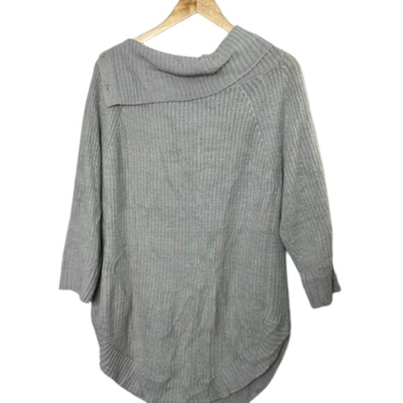 89th + Madison Gray Oversized Cowlneck Side Snap Knit Sweater Women's XL - Picture 8 of 8